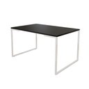 Ver imagem 1 de Mesa De Jantar Industrial Base Ferro Branco Tampo 137X90 Preto Cor: Preto