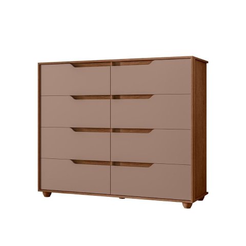 Cômoda Quarto Doble com 8 Gavetas e Pés Nogueira/cappuccino