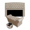 Ver imagem 1 de Kit Cabeceira Geovana e Calçadeira Veneza Casal 140cm Suede Topázio Decor:bege