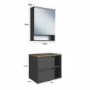 Ver imagem 7 de Conjunto P/ Banheiro Gabinete Suspenso 60cm Espelheira Led Grafite/mel