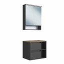 Ver imagem 4 de Conjunto P/ Banheiro Gabinete Suspenso 60cm Espelheira Led Grafite/mel