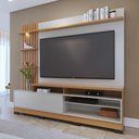 Ver imagem 1 de Estante Painel para TV 65 pol com LED Aracati C04 Freijó Off White Matte - Lyam Decor