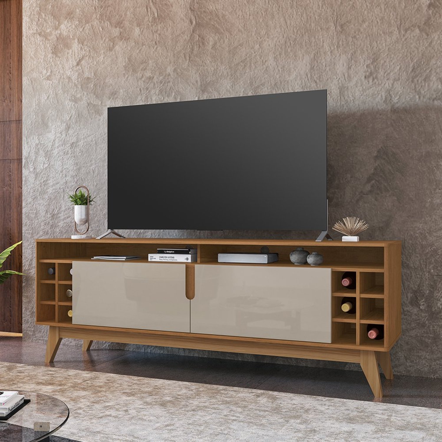 Rack para TV até 60 Polegadas 2 Portas 135cm Wine Versátile - 2