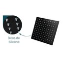 Ver imagem 2 de Chuveiro Ducha Slim 20x20 Inox Quadrado Preto Fosco Suporte Parede Area Externa Piscina Banheiro Ral