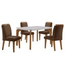 Ver imagem 2 de Conjunto Sala de Jantar Mesa Liz 120cm Mdf Canto Copo e 4 Cadeiras Athenas Moderna