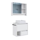 Ver imagem 2 de Conjunto para Banheiro Gabinete Suspenso 60cm com Toalheiro Cuba e Espelheira 80cm Branco