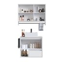 Ver imagem 3 de Conjunto para Banheiro Gabinete Suspenso 60cm com Toalheiro Cuba e Espelheira 80cm Branco