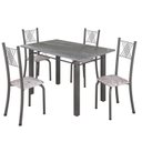 Ver imagem 2 de Conjunto Mesa com 4 Cadeiras Tampo de Granito Topázio Sara Yescasa Prata/Botanic Bege/Mart