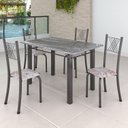 Ver imagem 1 de Conjunto Mesa com 4 Cadeiras Tampo de Granito Topázio Sara Yescasa Prata/Botanic Bege/Mart