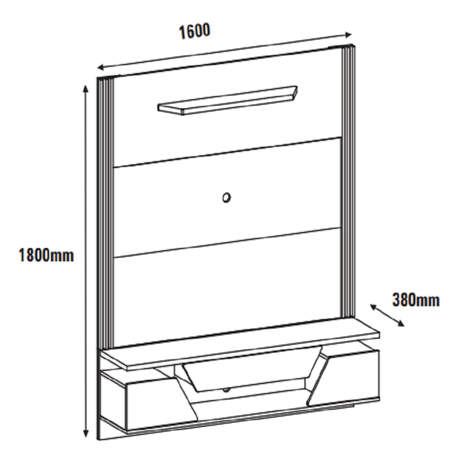Rack Suspenso Para TV até 60 Polegadas 160cm 2 Portas 1 Gaveta Valley - 3