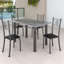 Ver imagem 1 de Conjunto Mesa com 4 Cadeiras Tampo de Granito Topázio Sara Yescasa Prata/Preto Liso/Mart