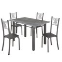 Ver imagem 2 de Conjunto Mesa com 4 Cadeiras Tampo de Granito Topázio Sara Yescasa Prata/Preto Liso/Mart
