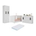 Ver imagem 1 de Quarto de Bebê Completo com Berço Americano 3 em 1 Colchão Teddy Multimóveis Mp4672 Branco