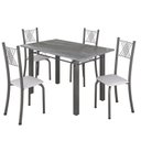 Ver imagem 2 de Conjunto Mesa com 4 Cadeiras Tampo de Granito Topázio Sara Yescasa Prata/Branco Liso/Mart