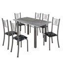 Ver imagem 2 de Conjunto Mesa com 6 Cadeiras Tampo de Granito Topázio Sara Yescasa Prata/Preto Floral/Mart