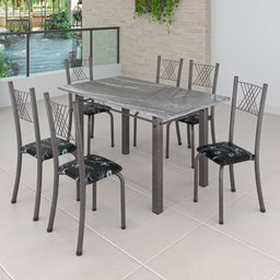 Conjunto Mesa com 6 Cadeiras Tampo de Granito Topázio Sara Yescasa - 1