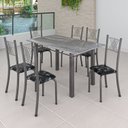 Ver imagem 1 de Conjunto Mesa com 6 Cadeiras Tampo de Granito Topázio Sara Yescasa Prata/Preto Floral/Mart