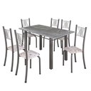 Ver imagem 2 de Conjunto Mesa com 6 Cadeiras Tampo de Granito Topázio Sara Yescasa Prata/Botanic Bege/Mart