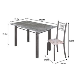 Conjunto Mesa com 6 Cadeiras Tampo de Granito Topázio Sara Yescasa - 3