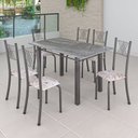 Ver imagem 1 de Conjunto Mesa com 6 Cadeiras Tampo de Granito Topázio Sara Yescasa Prata/Botanic Bege/Mart