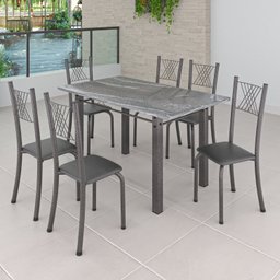 Conjunto Mesa com 6 Cadeiras Tampo de Granito Topázio Sara Yescasa - 1