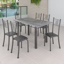 Ver imagem 1 de Conjunto Mesa com 6 Cadeiras Tampo de Granito Topázio Sara Yescasa Prata/Preto Liso/Mart