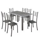 Ver imagem 2 de Conjunto Mesa com 6 Cadeiras Tampo de Granito Topázio Sara Yescasa Prata/Preto Liso/Mart