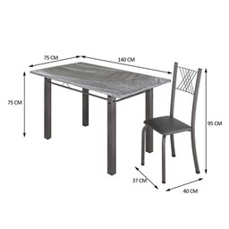 Conjunto Mesa com 6 Cadeiras Tampo de Granito Topázio Sara Yescasa - 3