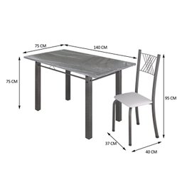 Conjunto Mesa com 6 Cadeiras Tampo de Granito Topázio Sara Yescasa - 3