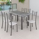 Ver imagem 1 de Conjunto Mesa com 6 Cadeiras Tampo de Granito Topázio Sara Yescasa Prata/Branco Liso/Mart