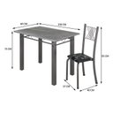 Ver imagem 3 de Conjunto Mesa com 4 Cadeiras Tampo de Granito Topázio Sara Yescasa Prata/Preto Floral/Martelado