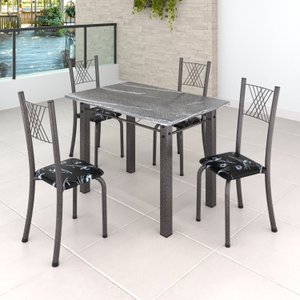 Conjunto Mesa com 4 Cadeiras Tampo de Granito Topázio Sara Yescasa