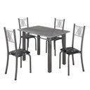 Ver imagem 2 de Conjunto Mesa com 4 Cadeiras Tampo de Granito Topázio Sara Yescasa Prata/Preto Floral/Martelado
