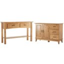 Ver imagem 1 de Kit Balcão Buffet 120cm com Aparador Rústico 132cm Madeira Maciça Lira M06 Carvalho Fosco - Lyam