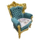 Ver imagem 6 de Jogo de Sofá Clássico com Par de Poltronas Verde com Dourado 115x77x88cm 132x220x80cm