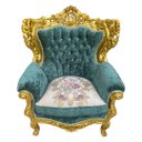 Ver imagem 5 de Jogo de Sofá Clássico com Par de Poltronas Verde com Dourado 115x77x88cm 132x220x80cm