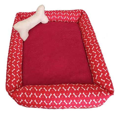 Cama Pet Simples Soft Pequeno Quadrada: Vermelho