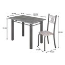 Ver imagem 3 de Conjunto Mesa com 4 Cadeiras Tampo de Granito Topázio Sara Yescasa Prata/Botanic Bege/Martelado