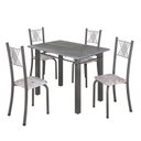 Ver imagem 2 de Conjunto Mesa com 4 Cadeiras Tampo de Granito Topázio Sara Yescasa Prata/Botanic Bege/Martelado