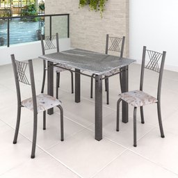 Conjunto Mesa com 4 Cadeiras Tampo de Granito Topázio Sara Yescasa - 1