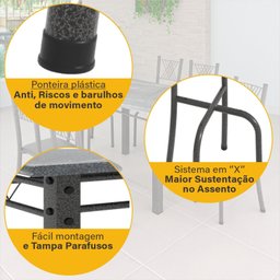 Conjunto Mesa com 4 Cadeiras Tampo de Granito Topázio Sara Yescasa - 8