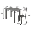 Ver imagem 3 de Conjunto Mesa com 4 Cadeiras Tampo de Granito Topázio Sara Yescasa Prata/Preto Liso/Martelado