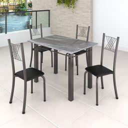 Conjunto Mesa com 4 Cadeiras Tampo de Granito Topázio Sara Yescasa - 1