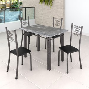 Conjunto Mesa com 4 Cadeiras Tampo de Granito Topázio Sara Yescasa