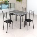Ver imagem 1 de Conjunto Mesa com 4 Cadeiras Tampo de Granito Topázio Sara Yescasa Prata/Preto Liso/Martelado