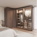 Ver imagem 1 de Guarda-Roupa Planejado de Canto Obliquo com 5 Portas Reflectas Orion CabeCasa MadeiraOriginals Marrom
