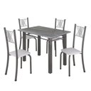 Ver imagem 2 de Conjunto Mesa com 4 Cadeiras Tampo de Granito Topázio Sara Yescasa Prata/Branco Liso/Martelado