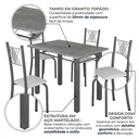 Ver imagem 3 de Conjunto Mesa com 4 Cadeiras Tampo de Granito Topázio Sara Yescasa Prata/Branco Liso/Martelado