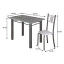 Ver imagem 4 de Conjunto Mesa com 4 Cadeiras Tampo de Granito Topázio Sara Yescasa Prata/Branco Liso/Martelado