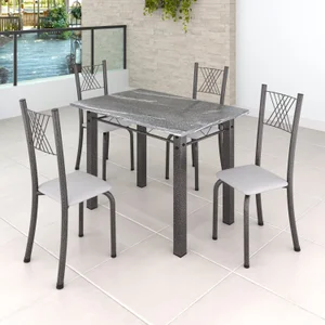 Conjunto Mesa com 4 Cadeiras Tampo de Granito Topázio Sara Yescasa
